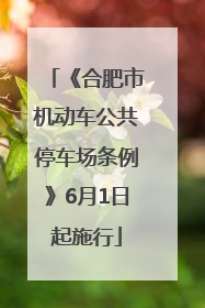 《合肥市机动车公共停车场条例》6月1日起施行