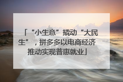 “小生意”撬动“大民生”，拼多多以电商经济推动实现普惠就业