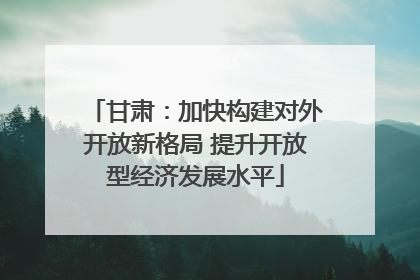甘肃：加快构建对外开放新格局 提升开放型经济发展水平