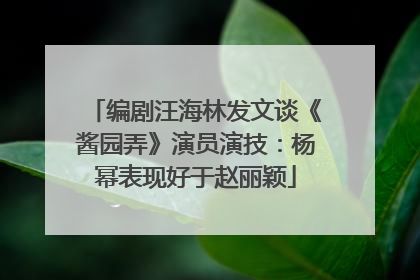 编剧汪海林发文谈《酱园弄》演员演技：杨幂表现好于赵丽颖
