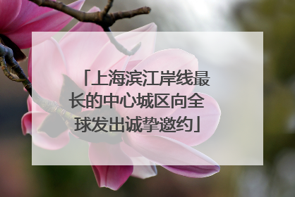 上海滨江岸线最长的中心城区向全球发出诚挚邀约
