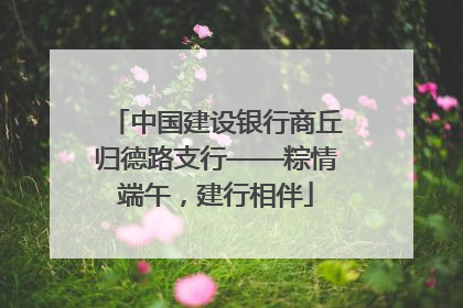 中国建设银行商丘归德路支行——粽情端午，建行相伴