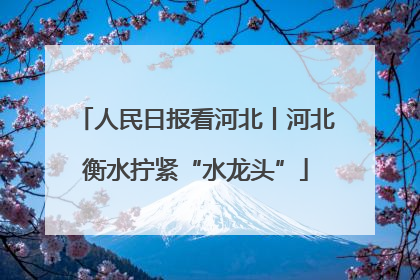 人民日报看河北丨河北衡水拧紧“水龙头”
