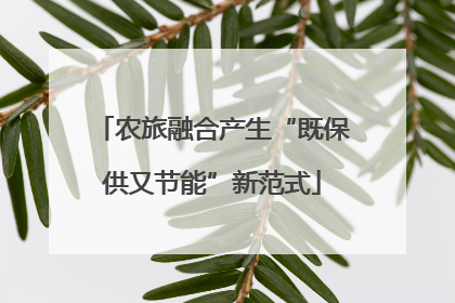 农旅融合产生“既保供又节能”新范式