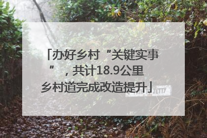 办好乡村“关键实事”，共计18.9公里乡村道完成改造提升