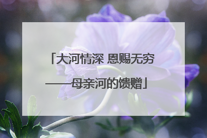大河情深 恩赐无穷——母亲河的馈赠