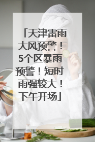 天津雷雨大风预警！5个区暴雨预警！短时雨强较大！下午开场