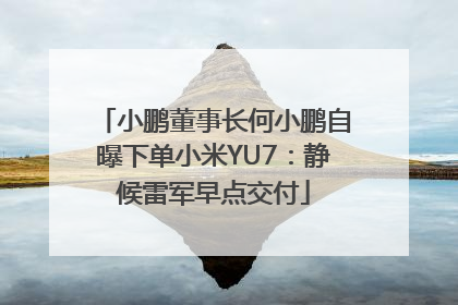 小鹏董事长何小鹏自曝下单小米YU7：静候雷军早点交付