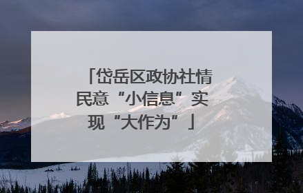 岱岳区政协社情民意“小信息”实现“大作为”