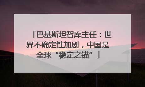 巴基斯坦智库主任：世界不确定性加剧，中国是全球“稳定之锚”