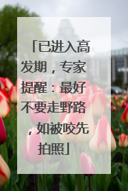 已进入高发期，专家提醒：最好不要走野路，如被咬先拍照