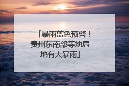 暴雨蓝色预警！贵州东南部等地局地有大暴雨
