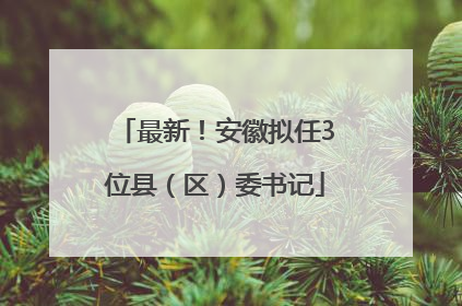 最新！安徽拟任3位县（区）委书记