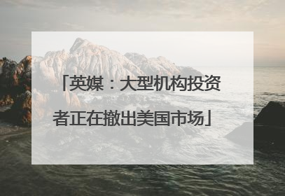 英媒：大型机构投资者正在撤出美国市场