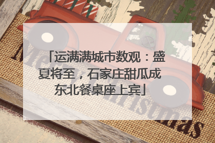 运满满城市数观：盛夏将至，石家庄甜瓜成东北餐桌座上宾