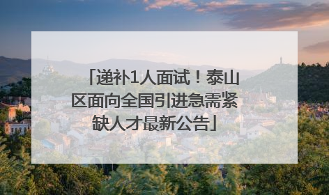 递补1人面试！泰山区面向全国引进急需紧缺人才最新公告