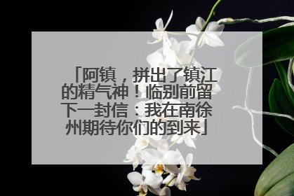 阿镇，拼出了镇江的精气神！临别前留下一封信：我在南徐州期待你们的到来